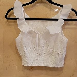 BRAND NEW WOMEN'S ILLA ILLA WHITE CROP TOP SHIRT BLOUSE SIZE SMALL